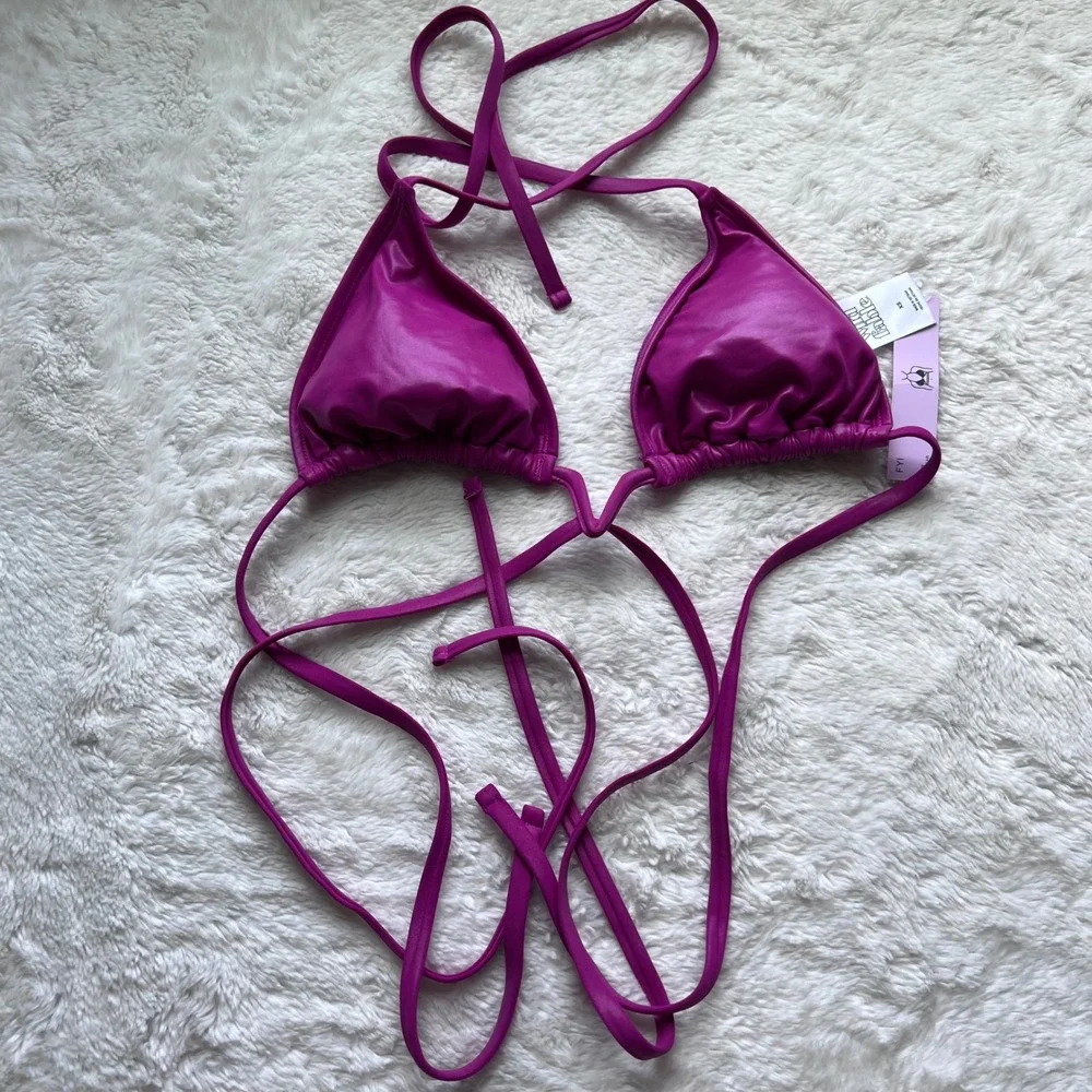 Wild Fable Magenta Purple Triangle Bikini Top XS New Halter Swim 238174283 NWT